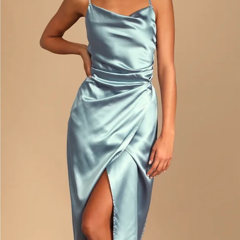 Lulu's Shimmering Blue Midi Dress